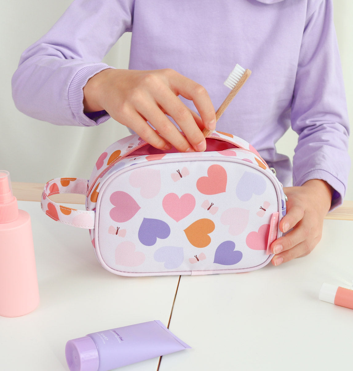 Trousse de toilette enfant - Cœurs