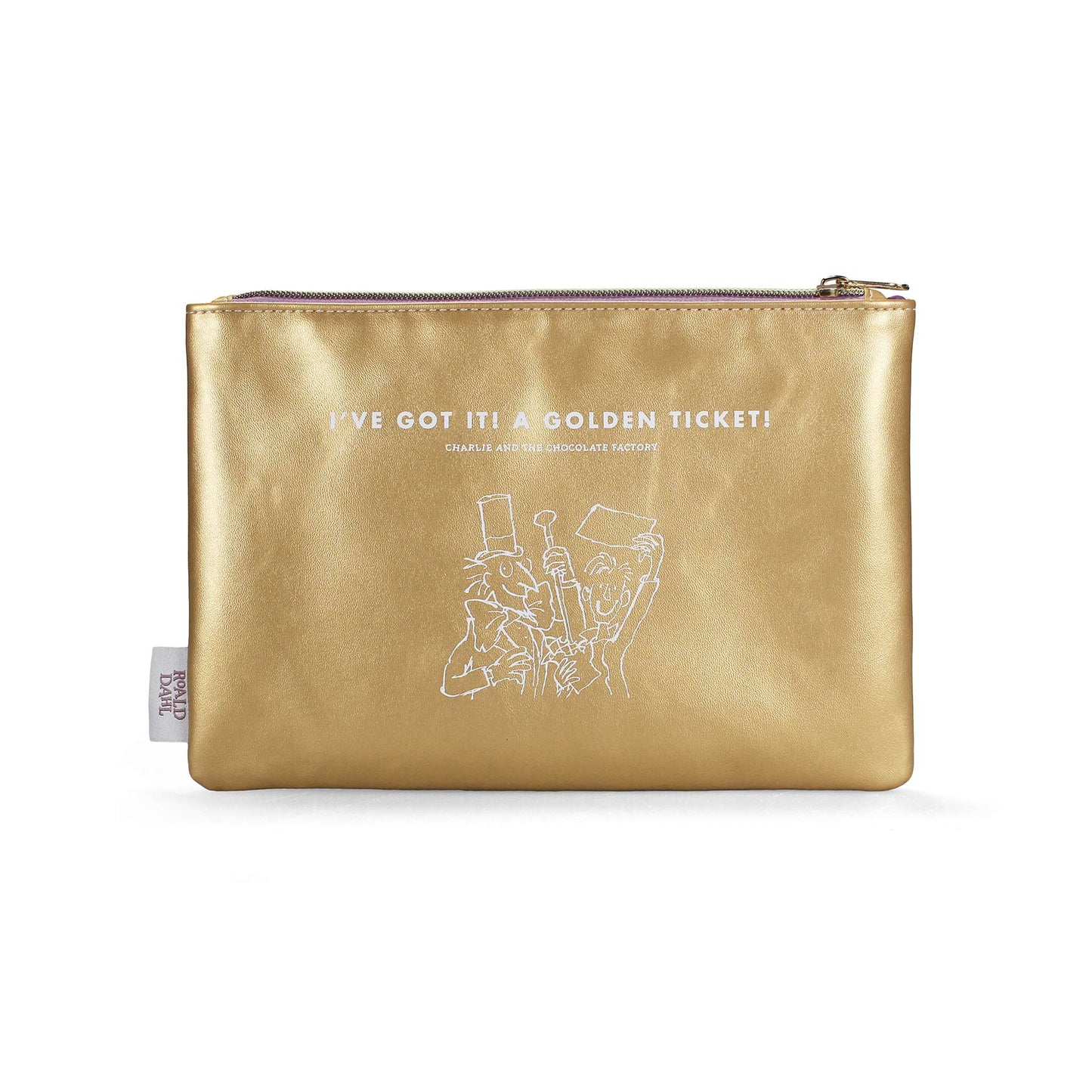 Roald Dahl (Charlie) PU Pouch Gold Tkt. – 16 cm x 24 cm