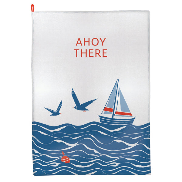 Ahoy There Coastal Tea Towel