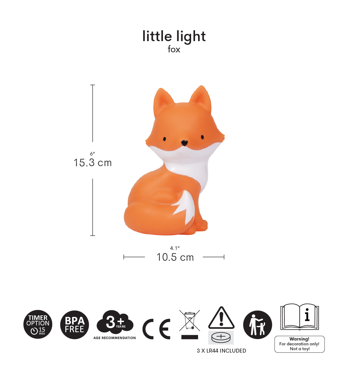 Petite veilleuse Renard – vue 5 – A Little Lovely Company