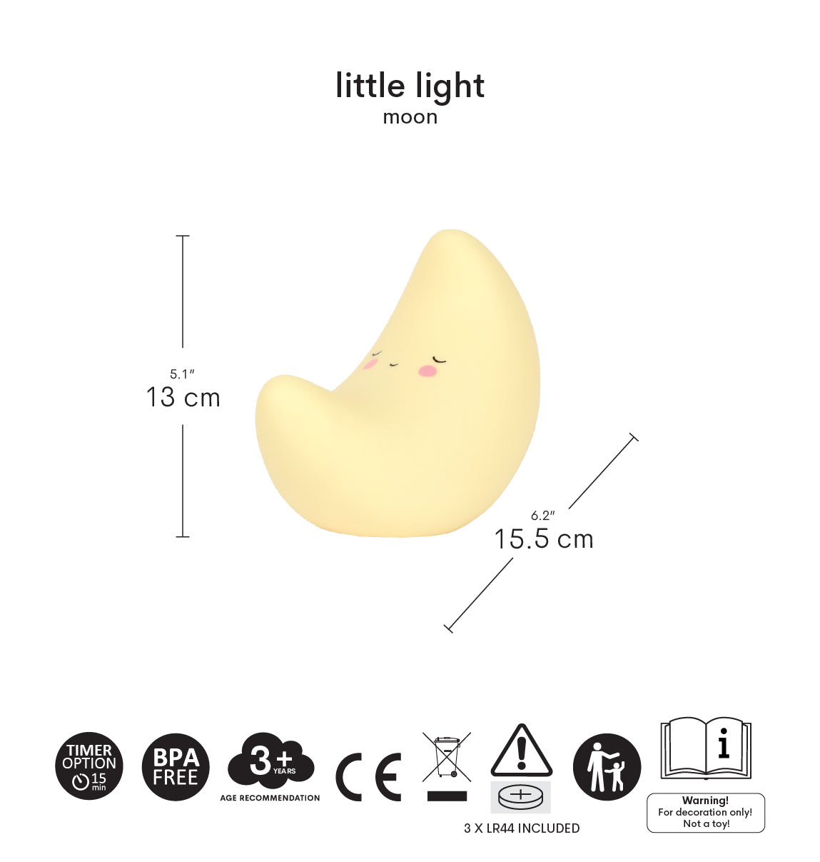 Petite veilleuse - Lune – vue 4 – A Little Lovely Company