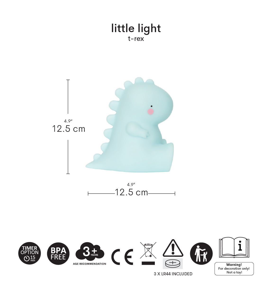Petite veilleuse T-rex – vue 5 – A Little Lovely Company