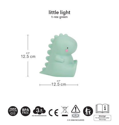 Petite veilleuse T-rex Vert – vue 7 – A Little Lovely Company