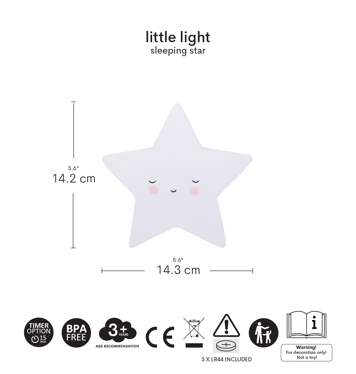 Petite veilleuse Étoile endormie – vue 5 – A Little Lovely Company