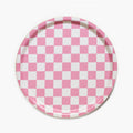Rasberry / Cream CHECKER Round Serving Tray - 31 cm