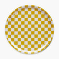 Mustard CHECKER Round Serving Tray - 38 cm