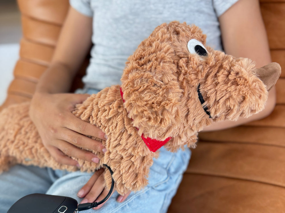 Coussin Chauffant USB Chien Fluffy Marron