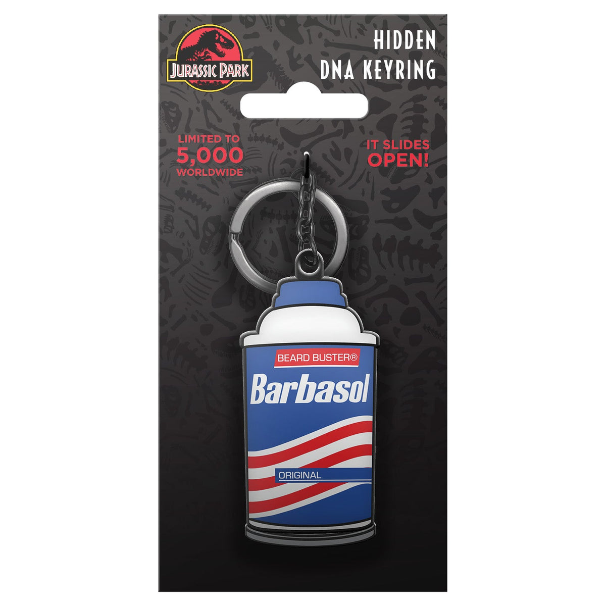 Jurassic Park Keychain - Sliding Barbasol Can