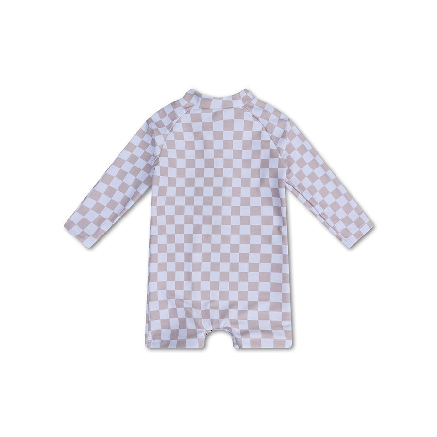 UV Swimsuit Boys - Beige/White - Checkmate