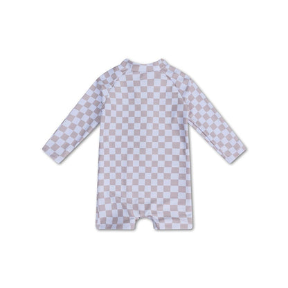 UV Swimsuit Boys - Beige/White - Checkmate