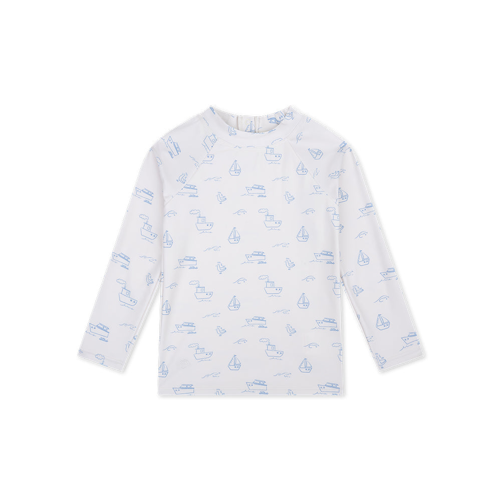 UV Swimming T-Shirt Long Sleeves - Beige/Blue - Seas The Day