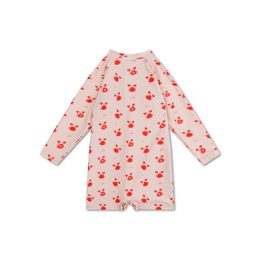 UV Swimsuit Boys - Beige/Red - Crabby