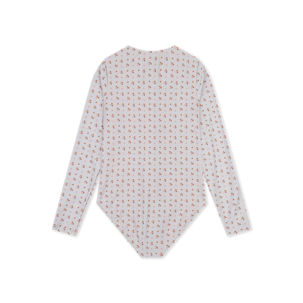 UV Swimsuit Girls With Long Sleeves - Old Pink - Cozy Hearts
