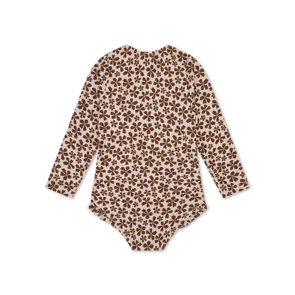 UV Swimsuit Girls With Long Sleeves - Orange - Wild Flower