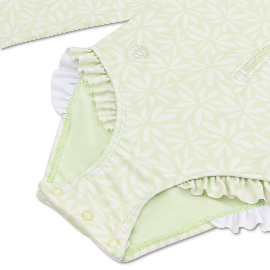 UV Swimsuit Girls With Sleeves - Green - Matcha