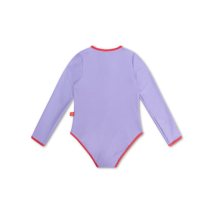 UV Swimsuit Girls With Sleeves - Purple - Pure Tones