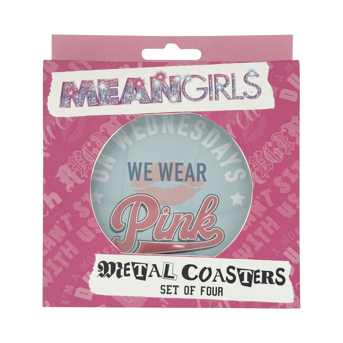 Set of 4 Mean Girls printed metal coasters