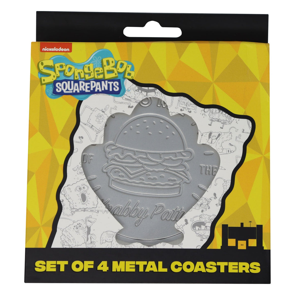 Set of 4 SpongeBob embossed metal coasters