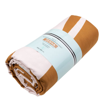 Microfiber Beach Towel - Orange/White - Vibrant Stripes - 180 x 180 cm