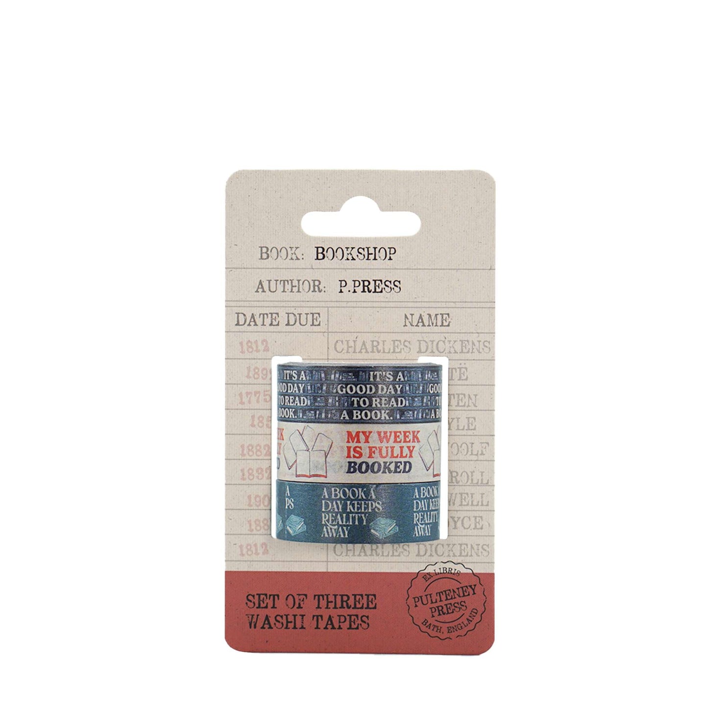 Pulteney Press Bookshop Washi Tape Set of 3