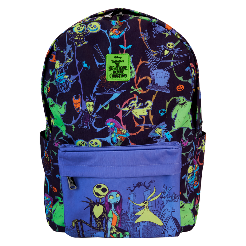 The Nightmare Before Christmas Backpack - Neon Glow All-Over Print Nylon 