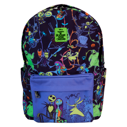 The Nightmare Before Christmas Backpack - Neon Glow All-Over Print Nylon 