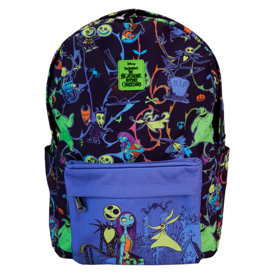 The Nightmare Before Christmas Backpack - Neon Glow All-Over Print Nylon 