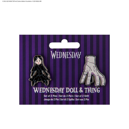 Set of 2 Wednesday Doll & Thing Pins