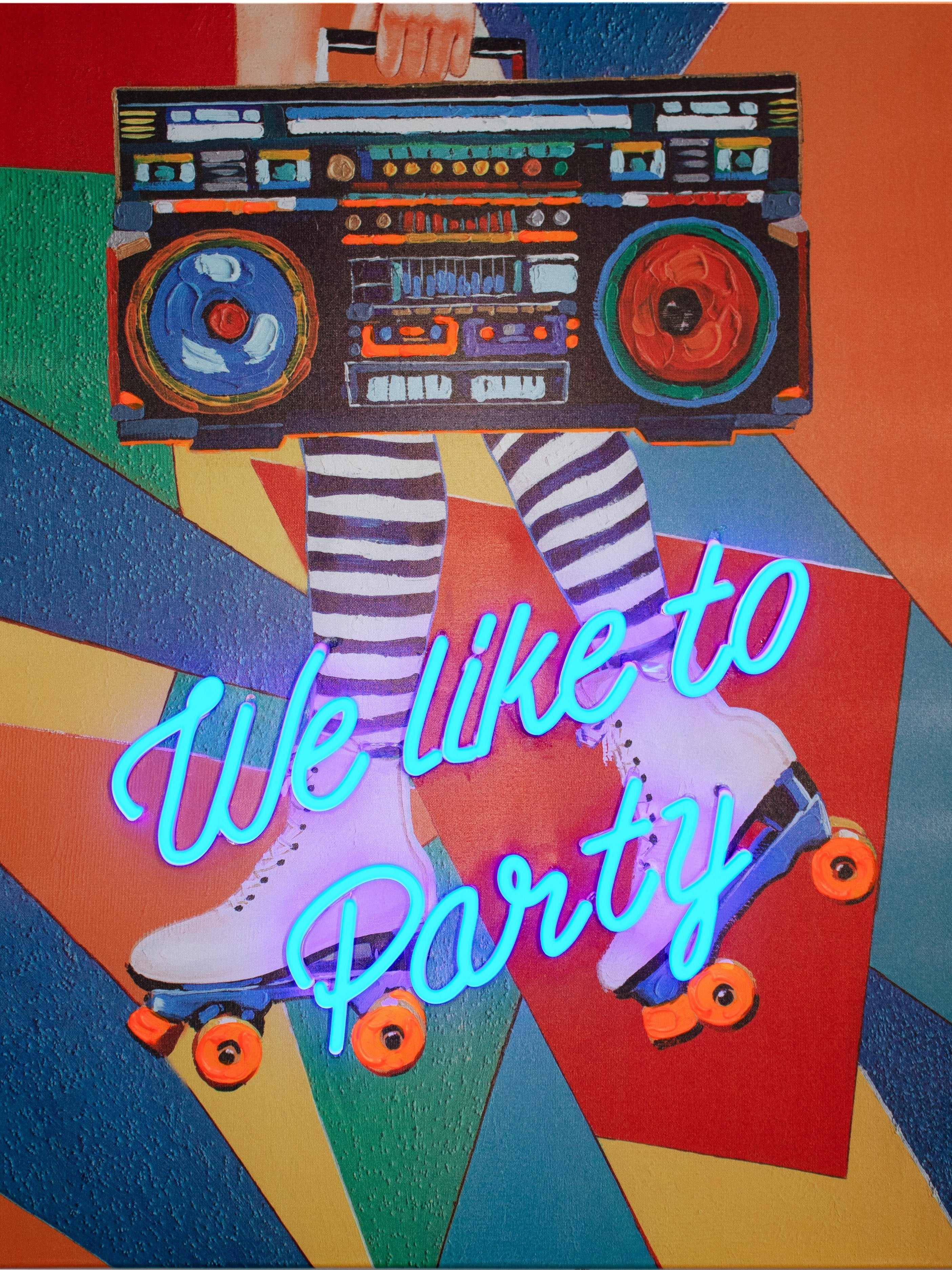 'We Like to Party' Wall Artwork with LED Neon - STANDARD