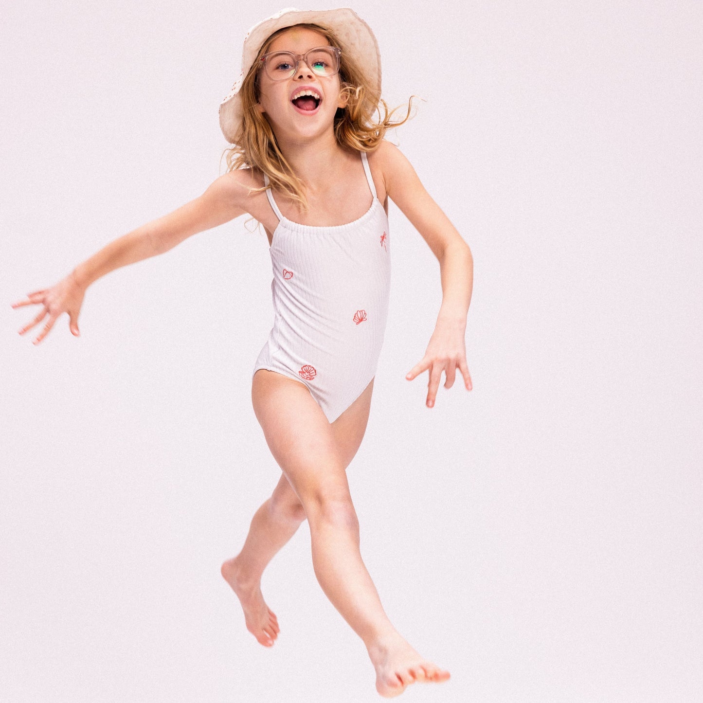 Girls Swimsuit - White - White Pearl