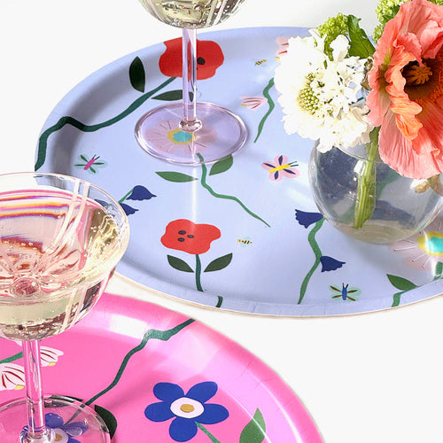 "Wildflowers" Sky Round Serving Tray - 31 cm