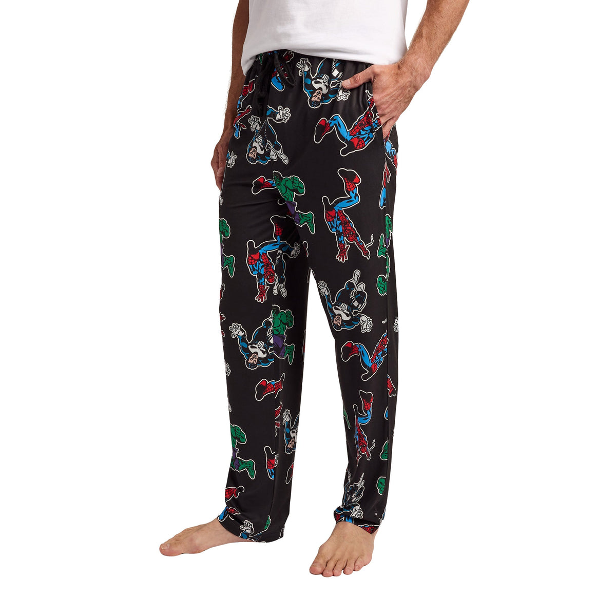 Marvel Comics Presents Spider-Man, Punisher & Hulk All-Over Print Men’s Black Sleep Pajama Pants