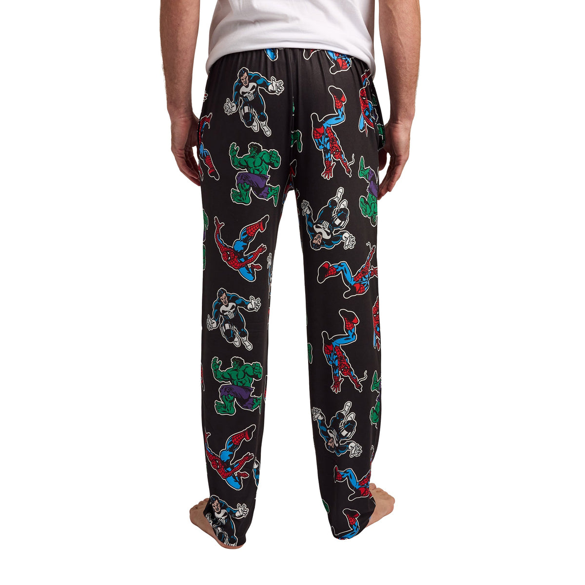 Marvel Comics Presents Spider-Man, Punisher & Hulk All-Over Print Men’s Black Sleep Pajama Pants