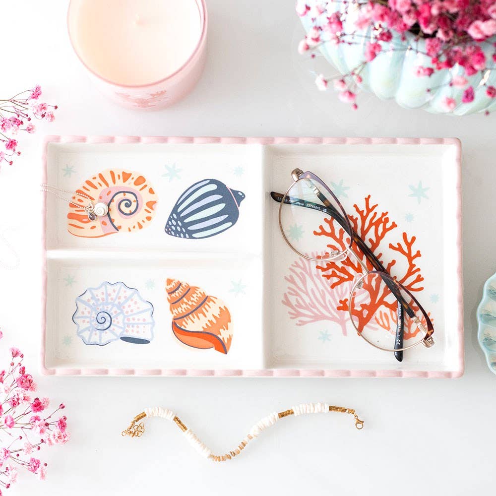 Trinket Tray with Shells and Coral