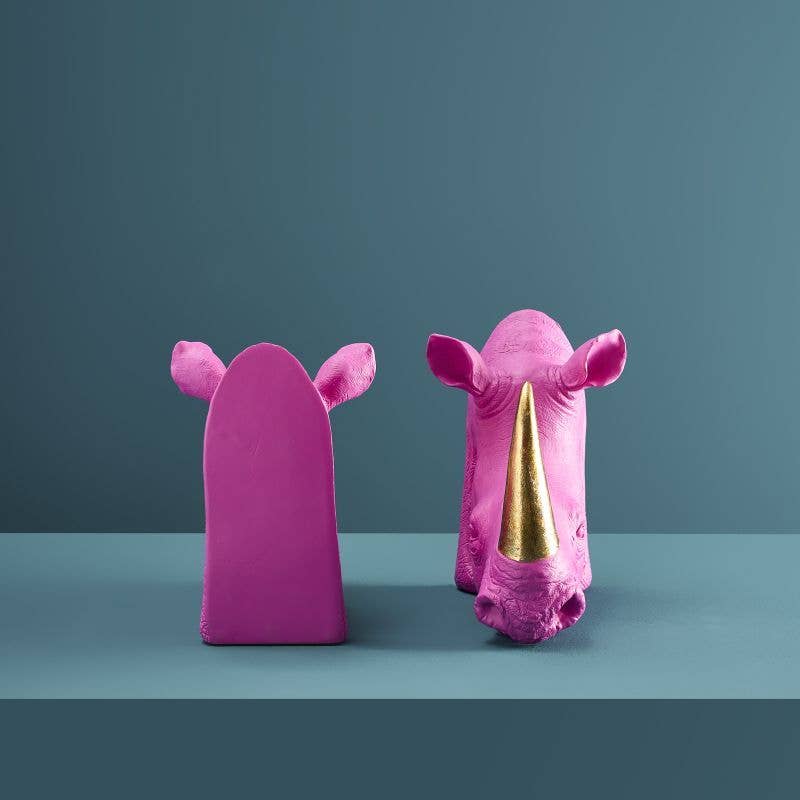 S/2 Neushoorn Boekensteunen, Magenta, 39,5 x 14,2 x 20,5 cm