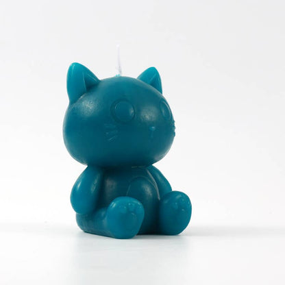 Petrol Blue Cat Candle