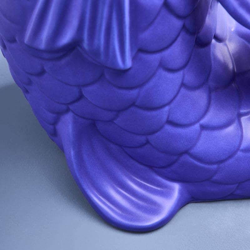 Blubb sculptuur/vaas, matblauw steengoed, 35 x 30 x 44 cm