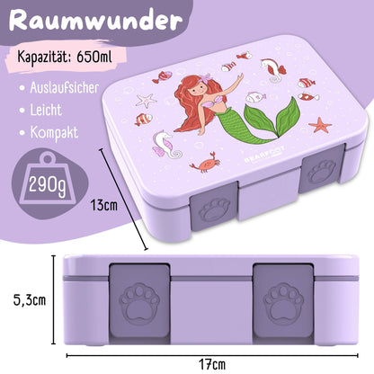 Compartmentalized, leakproof lunch box - Purple Mermaid