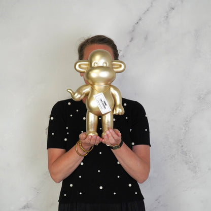 Ornement - Figurine Singe Hang Loose 'La Légende' - Polyrésine - Or - 20,5x13,5x35cm