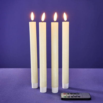 S/4 LED Stick Candle, Cream, H.24.5 cm with remote control