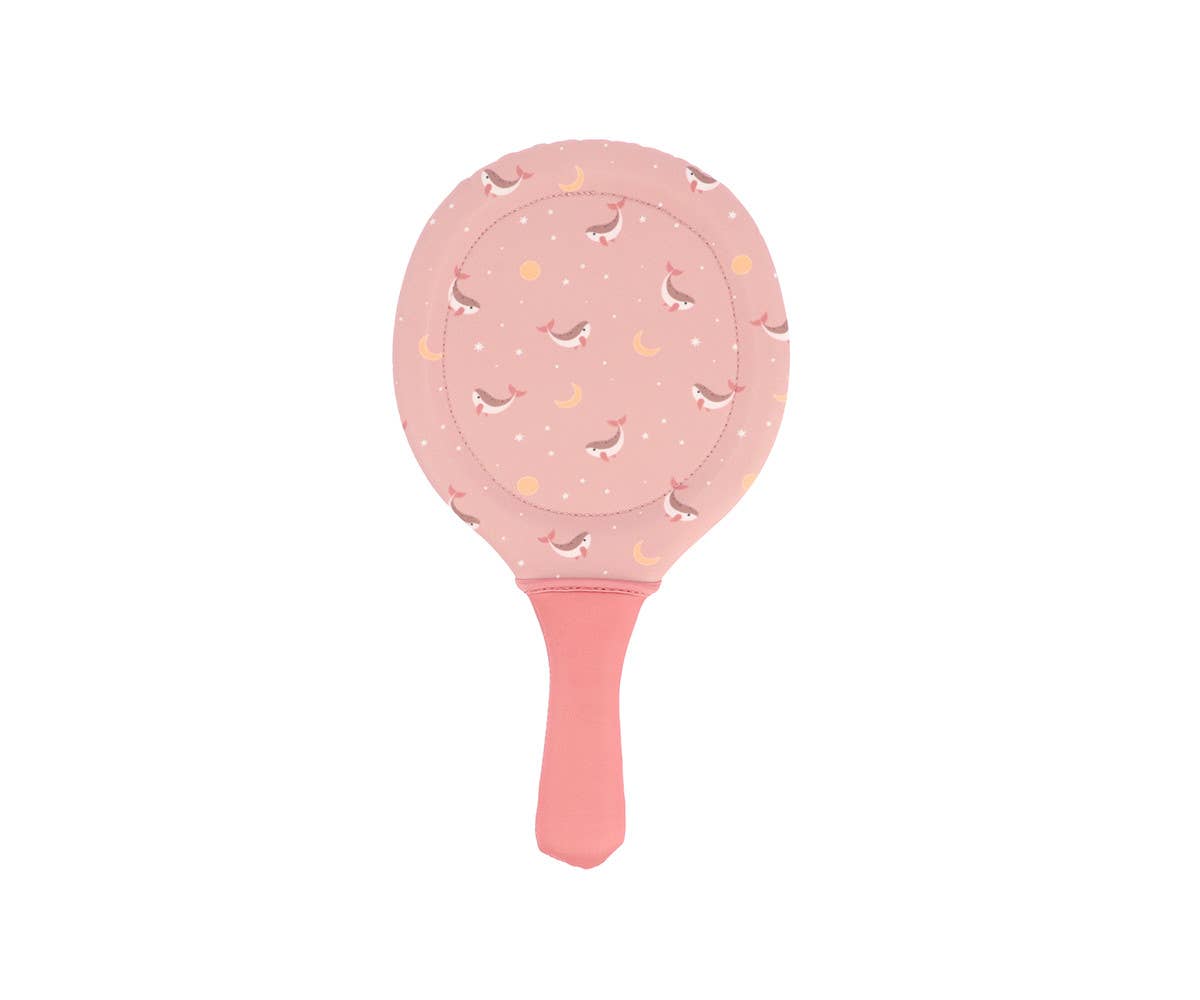 Whale Pink Neoprene Beach Paddles with Ball