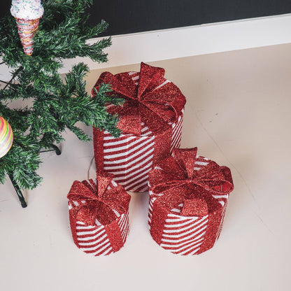 LED-kerstcadeau - S3 - Polystyreen - Rood/Wit - 15/20/25 cm