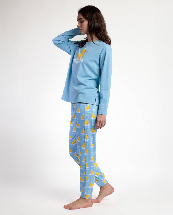 Women's Long-Sleeve Pajamas - "Sweet Duckling" Duck
