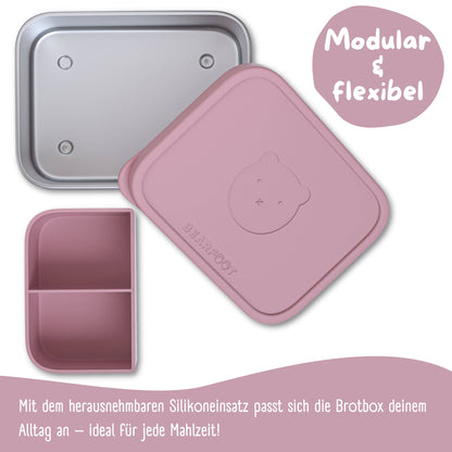 Kids' Stainless Steel Lunchbox with Silicone Insert - Pink
