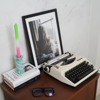 Kandelaar - Toffee Candy - Keramiek - Mint/Lila - 7,5x7,5x13 cm