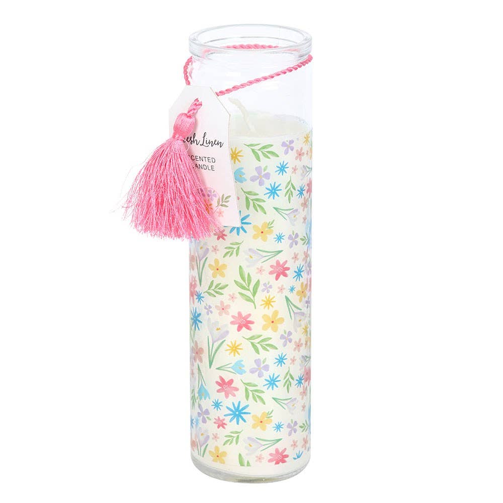 Fresh Linen Tube Candle with Spring Floral Print