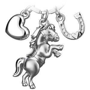 Porte-clés Cheval avec Cœur et Fer à Cheval "Pony"