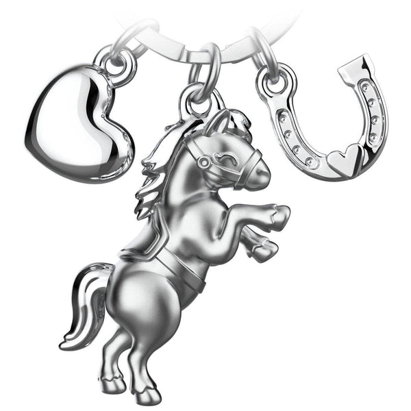Horse Keychain with Heart and Horseshoe "Pony"