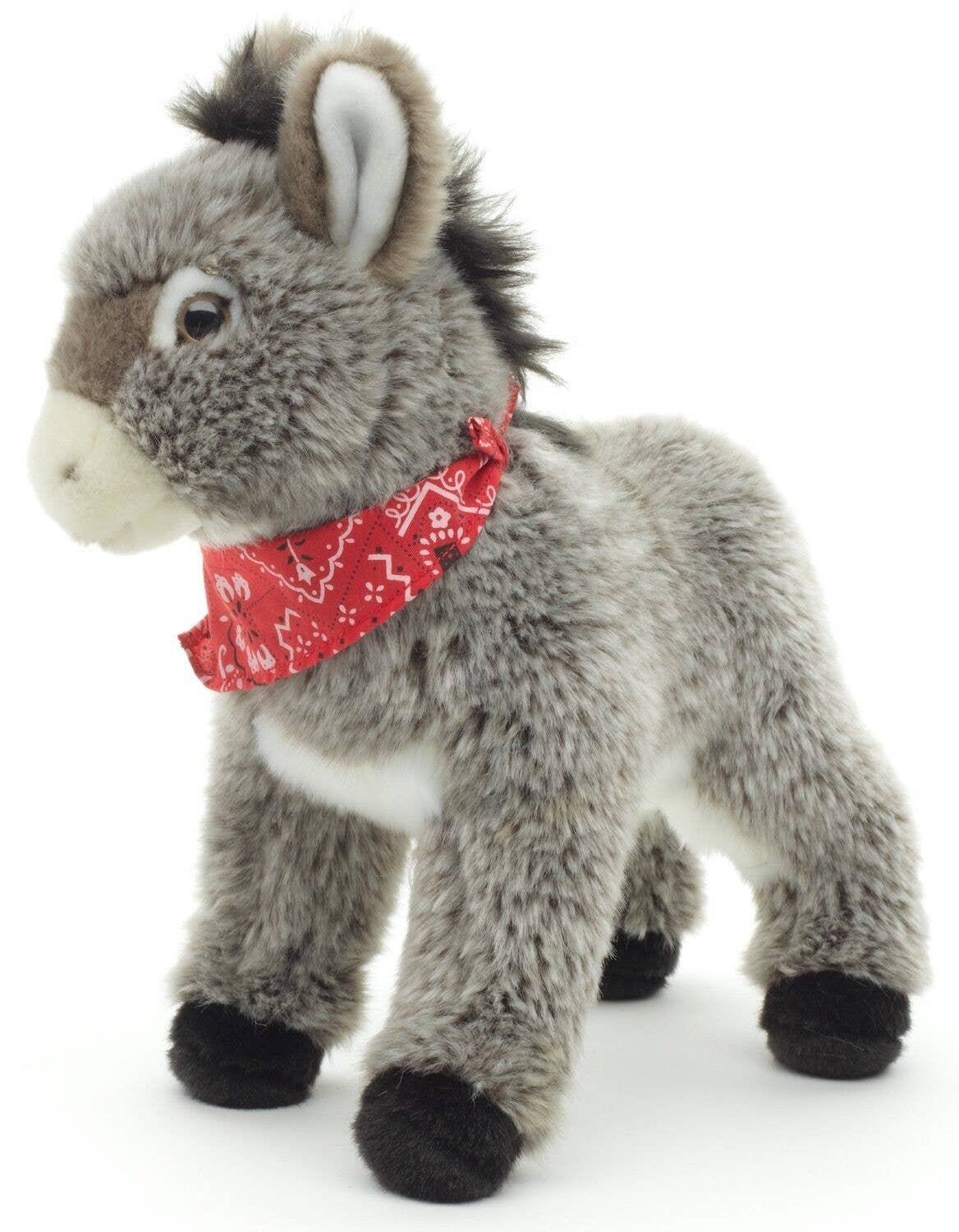 Donkey with scarf, standing - cuddly toy/plush