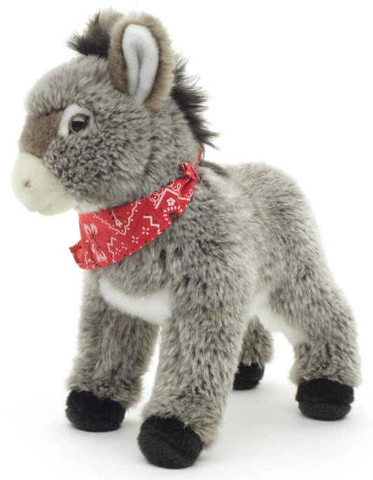 Donkey with scarf, standing - cuddly toy/plush
